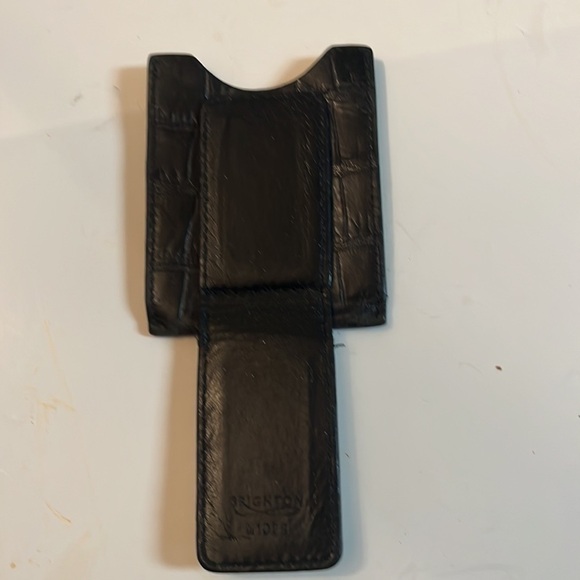 BRIGHTON VINTAGE BI-FOLD WALLET BLACK/BROWN TRIM & MONEY CLIP - Picture 7 of 8